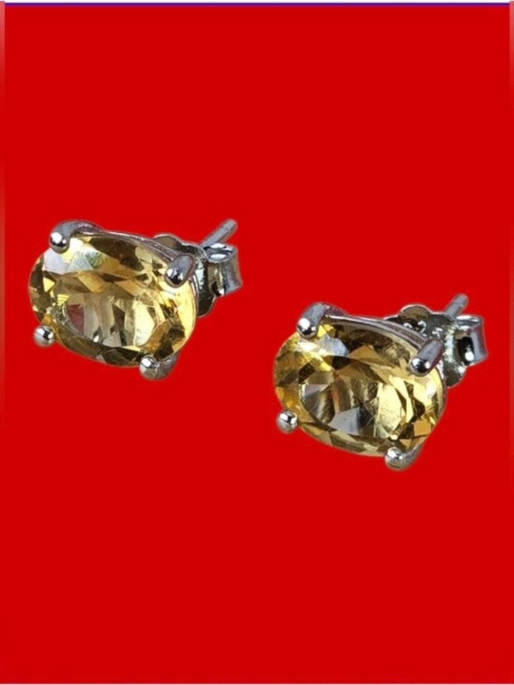 925 Sterling Silver Earrings with Brilliant-Cut Natural Citrine Gem